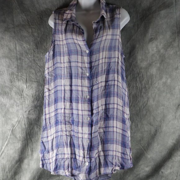 NEW CLOTH & STONE Super Soft SLEEVELESS Button-Down PLAID DRESS Size LARGE ANB - Picture 1 of 2